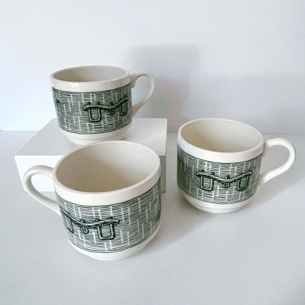 Currier & Ives Green by SCIO Flat Cup Plow and Harness USA Vintage 1964